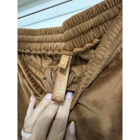 Skims Velour Jogger Pants Loungewear Brown Copper Camel Size 3x Pockets Track - Picture 5 of 8